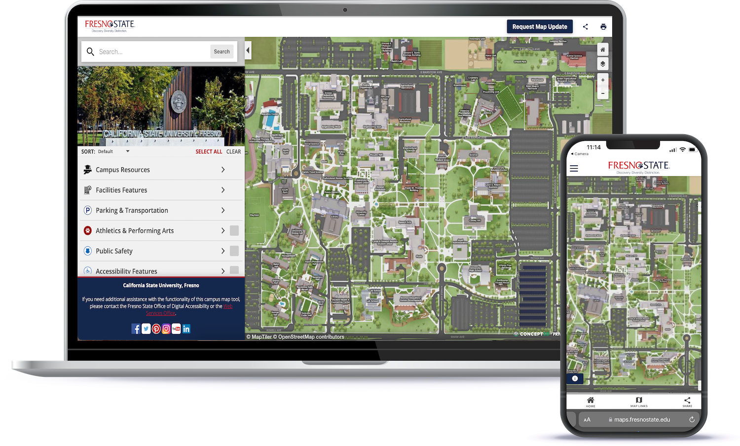 Fresno State 3D Map in phone and computer